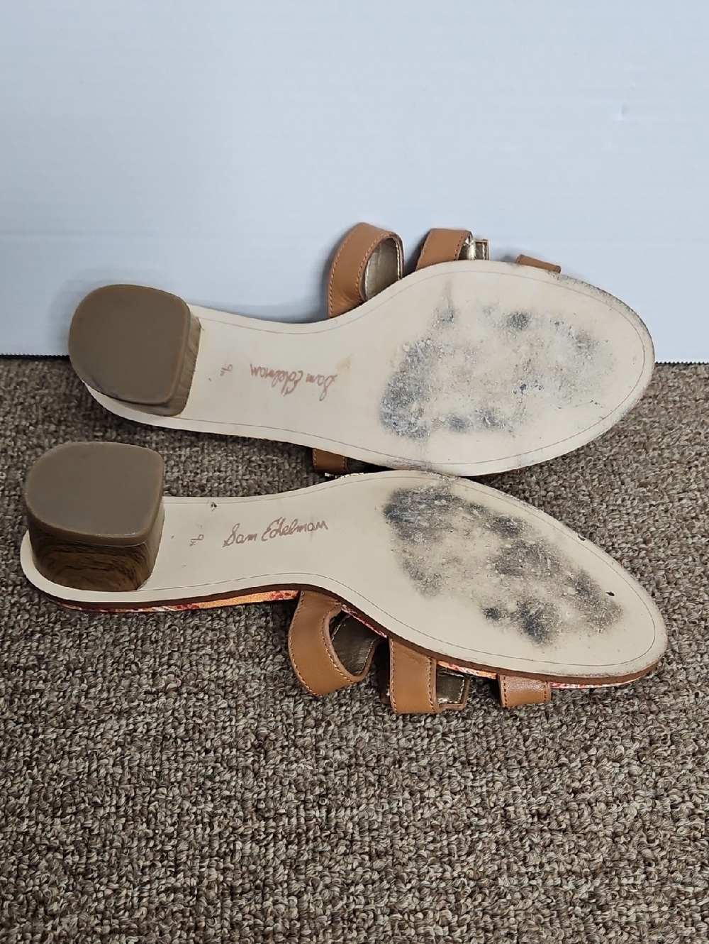 Sam Edelman Illie Slides Sandals Gold Brown Paisley Sz 9.5 Womens - Picture 5 of 9